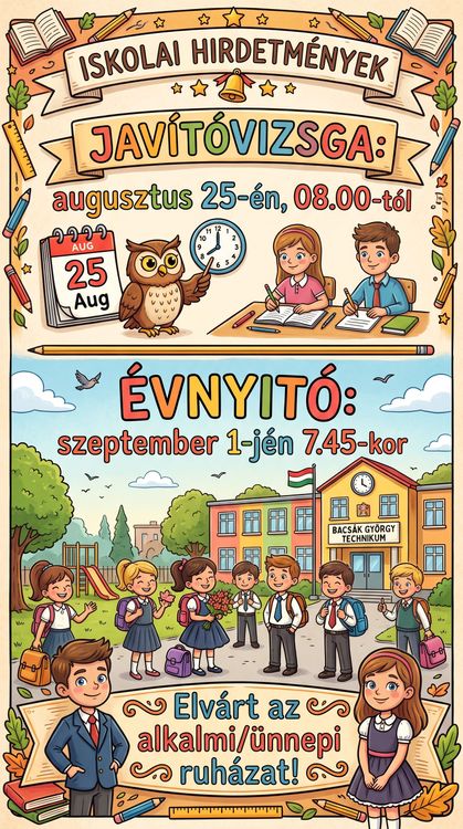 Javítóvizsga és tanévnyitó